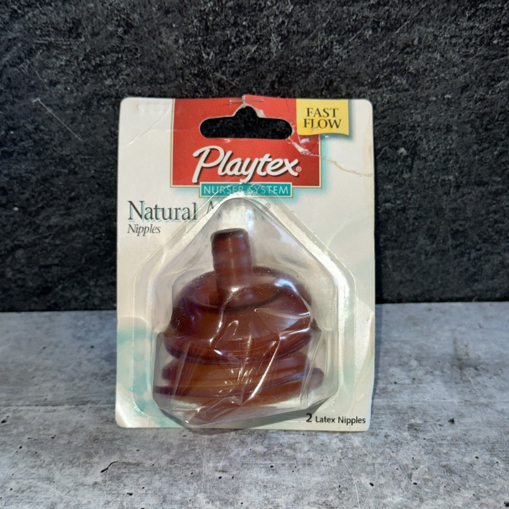 Vintage Playtex Natural Action Flat Top Latex Baby Bottle Nipples Fast Flow  (m)